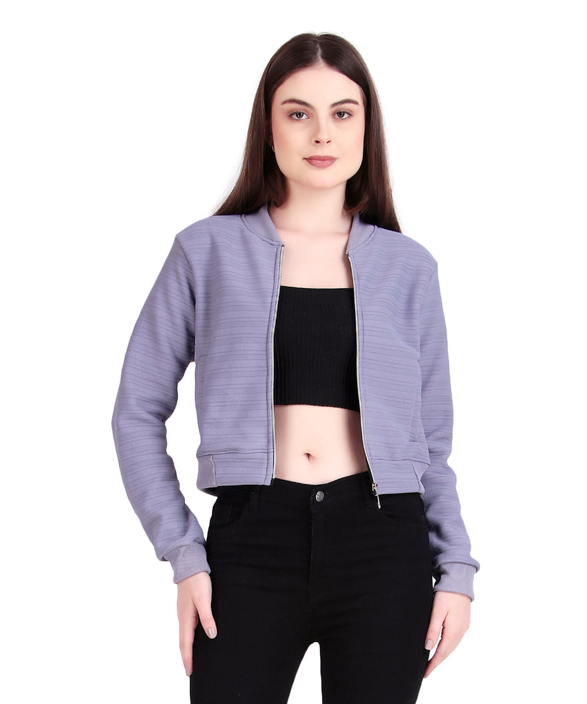 Women’s Textured Cropped Bomber Jacket