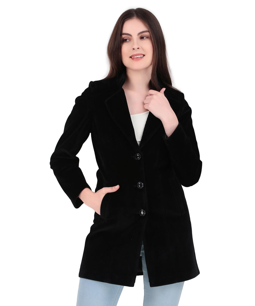 Polyster Solid Coat For Women