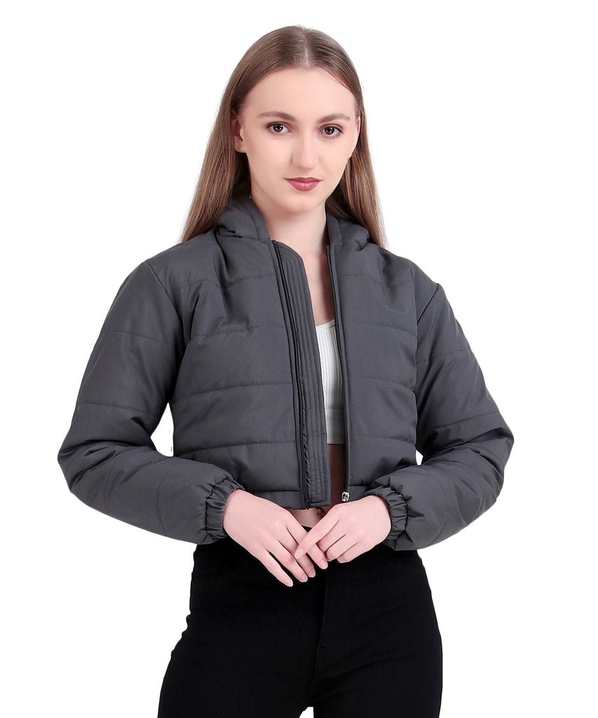 Cropped Puffer Jacket with Hood