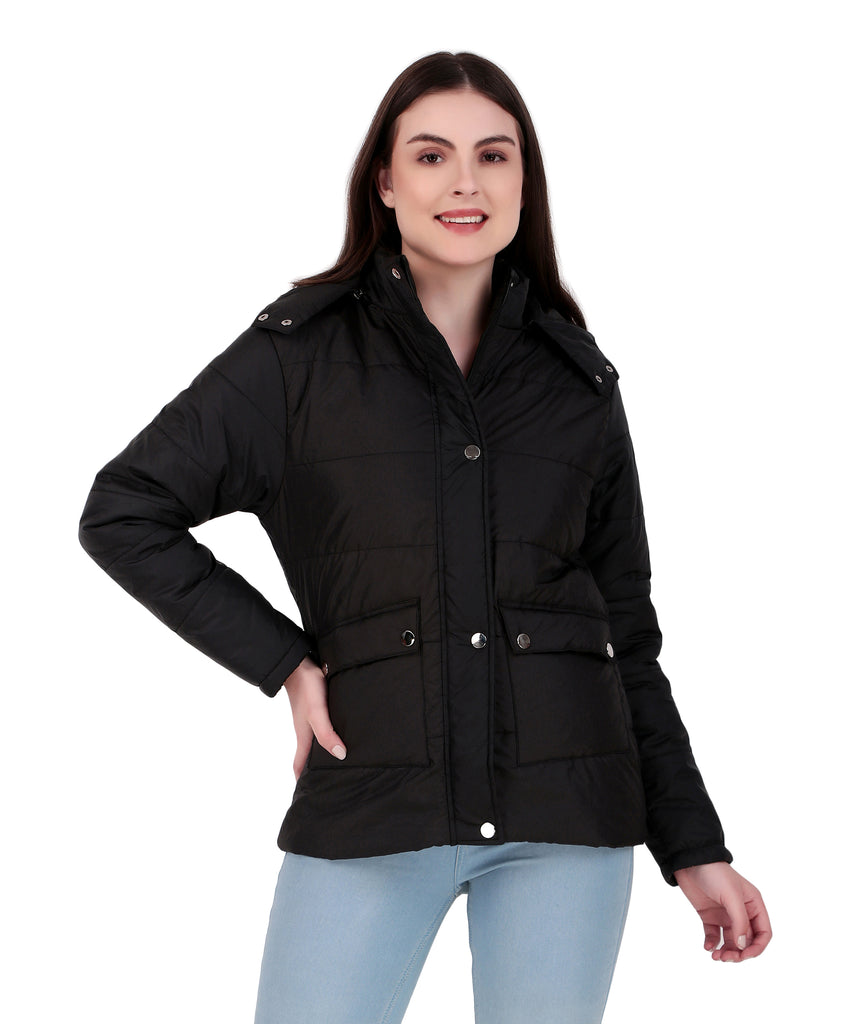 Women Solid Puffer Jacket
