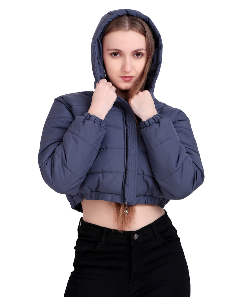 Cropped Puffer Jacket with Hood
