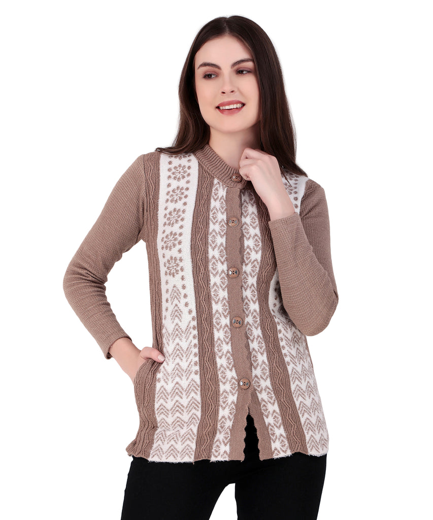 Wool Blend Button-Down Cardigan Sweater
