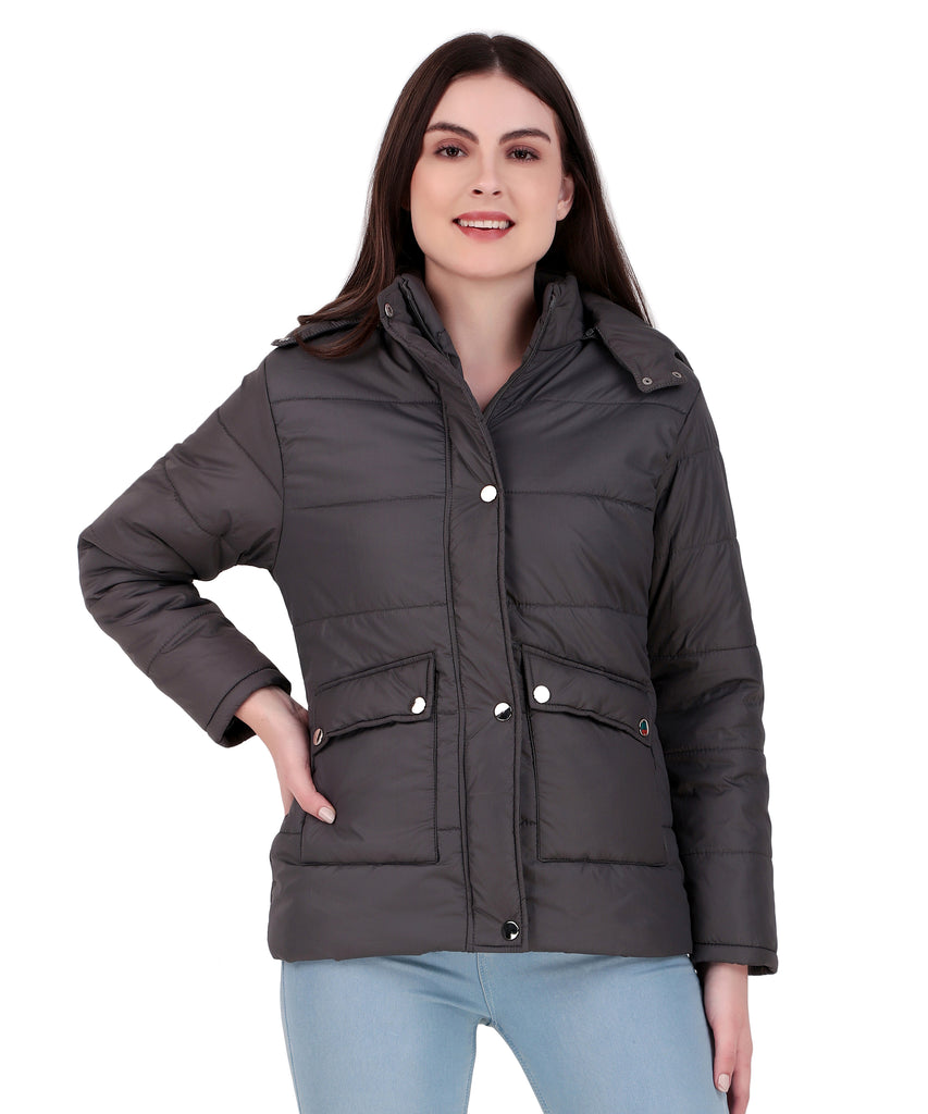 Women Solid Puffer Jacket
