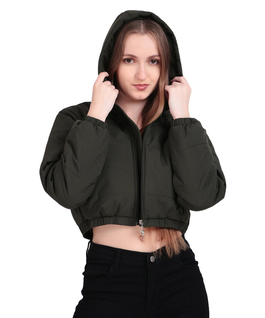 Cropped Puffer Jacket with Hood