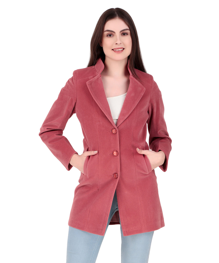 Polyster Solid Coat For Women
