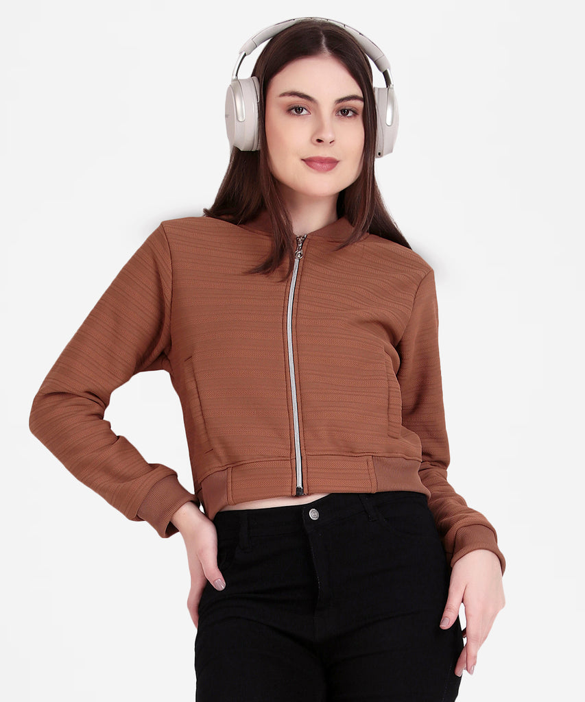 Women’s Textured Cropped Bomber Jacket