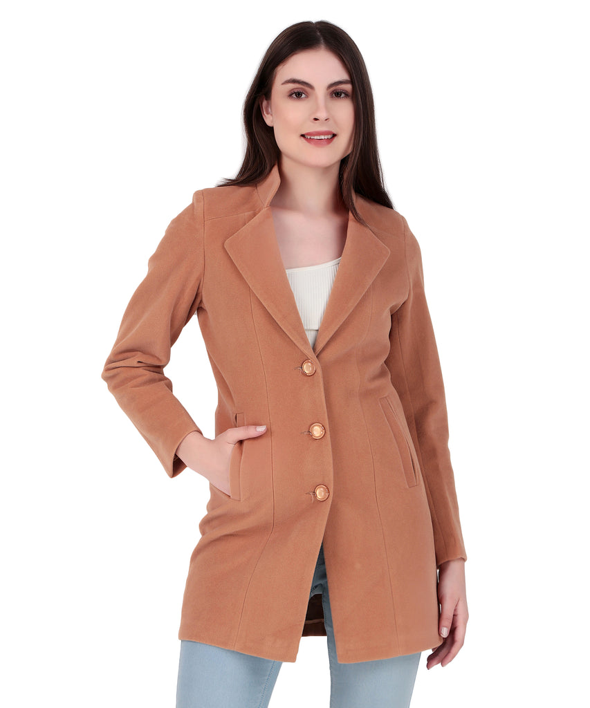 Polyster Solid Coat For Women