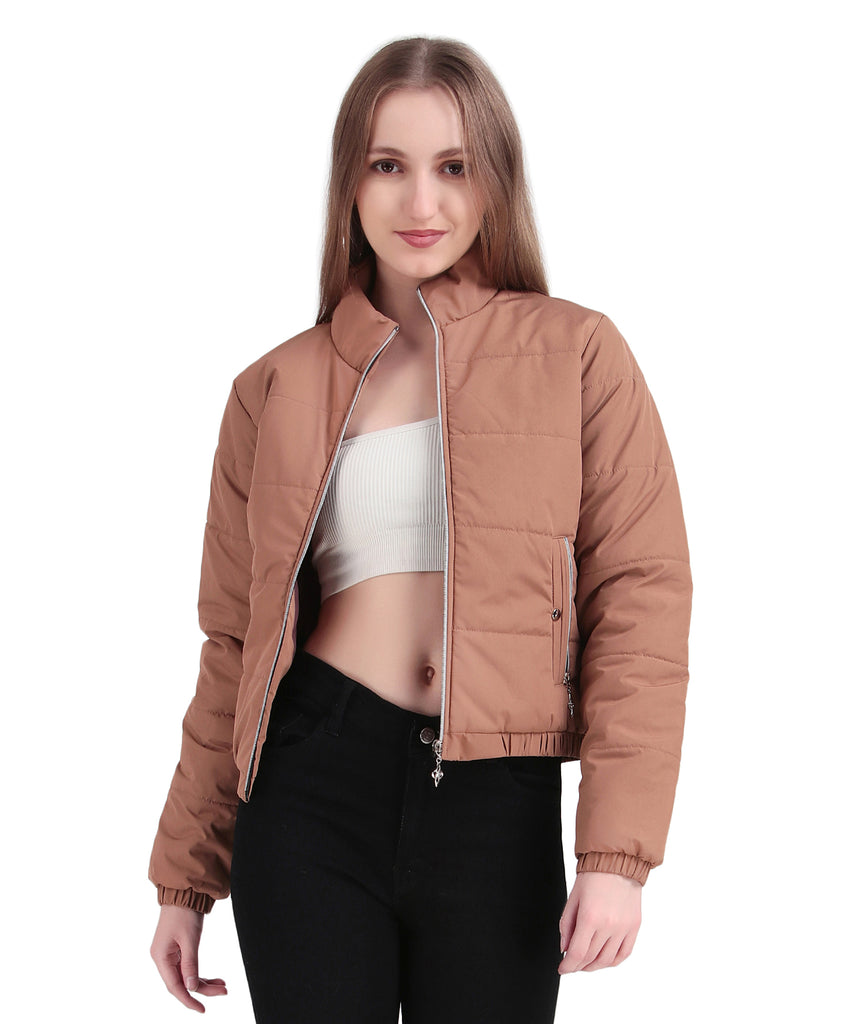 Short Puffer Jacket with High Neck